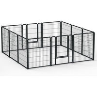 Produktbild von FIVMEN Faltbares Freigehege aus Metall für Hunde und Kaninchen mit Tür und automatischer Verriegelung Schwarz