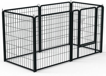 FIVMEN Faltbares Freigehege aus Metall mit automatischer Verriegelung und Tür für Hunde, Welpen und Kaninchen in Schwarz – Bild 1 von 5