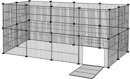 FIVMEN Kleintierauslauf Gittergehege mit Tür aus Metallgitter für Kaninchen Meerschweinchen und Igel Schwarz – Bild 1 von 4