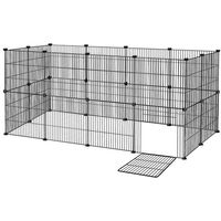 Produktbild von FIVMEN Kleintierauslauf Gittergehege mit Tür aus Metallgitter für Kaninchen Meerschweinchen und Igel Schwarz