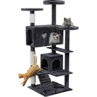 Produktbild von FIVMEN Kratzbaum für Katzen Grau mit Sisalsäulen und Katzenhaus