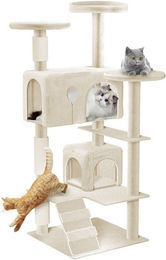 FIVMEN Kratzbaum für Katzen mit Katzenhaus und Sisalkratzsäulen beige – Bild 1 von 4