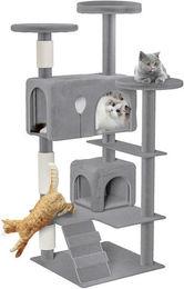 FIVMEN Kratzbaum für Katzen mit Katzenhaus und Sisalkratzsäulen Grau – Bild 1 von 5