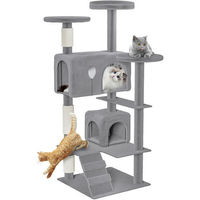 Produktbild von FIVMEN Kratzbaum für Katzen mit Katzenhaus und Sisalkratzsäulen Grau