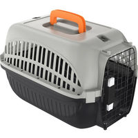 Produktbild von FIVMEN Tiertransportbox aus Kunststoff mit Metallgitter für kleine Hunde und Katzen 48 x 32 x 32cm