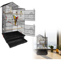 Produktbild von FIVMEN Vogelkäfig für Papageien und Kanarienvögel mit Spielzeug und Rollen Schwarz 46x35,5x99cm