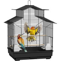 Produktbild von FIVMEN Vogelvoliere aus Metall für Papageien und Kanarienvögel Schwarz 46x36x62cm mit Dach
