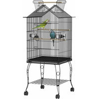 Produktbild von FIVMEN Vogelvoliere aus Metall mit Ständer und Rollen für Papageien und Kanarienvögel Schwarz