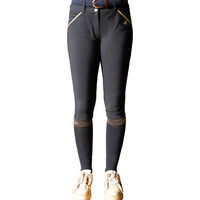 Produktbild von Flags&Cup Catarina Reithose Mid Grip für Mädchen aus Nylon in Grau und Schwarz Größe 10 Jahre