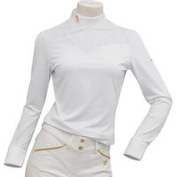 Produktbild von Flags&Cup Isadora Langärmeliges Turnier-Poloshirt für Damen in Weiß-Gold Größe XS