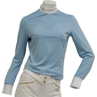 Produktbild von Flags&Cup Isadora Reitshirt Damen Langärmeliges Turnier-Poloshirt Weiß Gold Blau