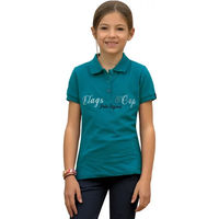 Produktbild von Flags&Cup Polo-Shirt für Mädchen zum Reiten aus Baumwolle Blau Größe 12 Jahre