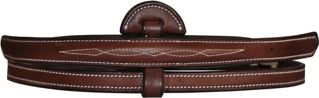 Produktbild von Flags&Cup Pony Nasenriemen aus Leder in Braun mit abgesteppter Mitte