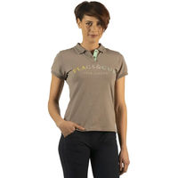 Produktbild von Flags&Cup Reit-Poloshirt Damen aus Baumwolle Kalamata Blau Beige Größe M