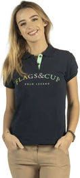 Produktbild von Flags&Cup Reit-Poloshirt Damen Kalamata Blau Baumwolle Größe M