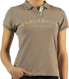 Produktbild von Flags&Cup Reit-Poloshirt für Mädchen aus Baumwolle in Braun und Beige