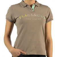 Produktbild von Flags&Cup Reit-Poloshirt für Mädchen aus Baumwolle in Braun und Beige