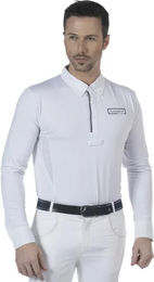 Produktbild von Flags&Cup Reit-Poloshirt langarm für Herren in Weiß Größe L
