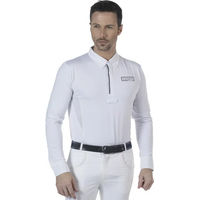 Produktbild von Flags&Cup Reit-Poloshirt langarm für Herren in Weiß Größe L