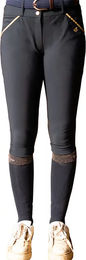 Produktbild von Flags&Cup Reithose Mid Grip Catarina für Mädchen aus Nylon in Grau und Schwarz