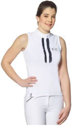 Produktbild von Flags&Cup Reitshirt Polo für Damen aus Baumwolle Blau Weiß Größe M
