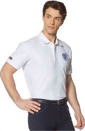 Produktbild von Flags&Cup Reitshirt Polo-Shirt für Herren aus Baumwolle Weiß XL