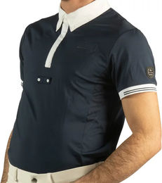 Produktbild von Flags&Cup Reitshirt Poloshirt für Kinder in Weiß und Blau aus Polyester Größe 12 Jahre