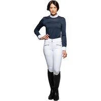 Produktbild von Flags&Cup Reitshirt Turnierpolo mit langen Ärmeln Damen Weiß Blau 2XS