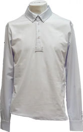 Produktbild von Flags&Cup San Remo Reitshirt Poloshirt für Herren Weiß Langärmlig Größe S