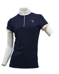 Produktbild von Flags&Cup Turnier-Poloshirt Andria Reitshirt für Mädchen in Weiß Blau Gold aus Polyester Größe 14 Jahre