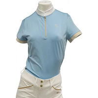 Produktbild von Flags&Cup Turnier-Poloshirt Andria Reitshirt für Mädchen in Weiß Blau Gold Größe 12 Jahre