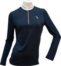 Produktbild von Flags&Cup Turnierpolo Andria Damen Reitshirt mit langen Ärmeln Blau Größe L