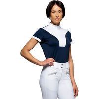 Produktbild von Flags&Cup Turnierpolo Damen Arizona Reitshirt Weiß Blau aus Polyester