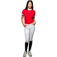 Produktbild von Flags&Cup Turnierpolo Damen Isla Reitshirt aus Polyester Weiß Gold Rot XS