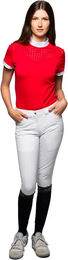 Produktbild von Flags&Cup Turnierpolo Damen Isla Reitshirt aus Polyester Weiß Rot Größe M