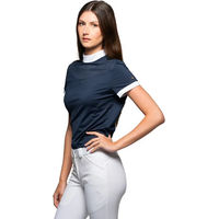 Produktbild von Flags&Cup Turnierpolo Damen Isla Reitshirt Weiß-Gold-Blau Polyester 2XS