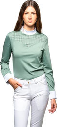 Produktbild von Flags&Cup Turnierpolo mit langen Ärmeln für Damen in Weiß und Grün