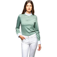 Produktbild von Flags&Cup Turnierpolo mit langen Ärmeln für Damen in Weiß und Grün