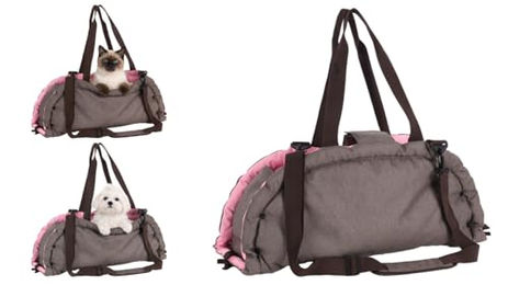 Flamingo 2-in-1 Transporttasche für Welpen und kleine Hunde in Beige Grau aus wasserabweisendem Polyester – Bild 1 von 12