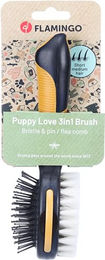 Flamingo 3-in-1 Fellpflege-Set für Welpen mit Bürste, Stiftbürste und Flohkamm aus Kunststoff – Bild 1 von 7