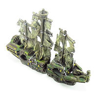 Produktbild von Flamingo Ad Herald Schiffswrack Figur und Höhle für Fische Grün 2 Teile 45x13x34 cm