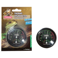 Produktbild von Flamingo Analoges Thermo-Hygrometer in Schwarz zur Messung von Temperatur und Luftfeuchtigkeit für Tiere - 1 Stk.