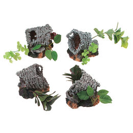 Produktbild von Flamingo Aquariendeko Korb mit Pflanze als sicherer Unterschlupf für Fische 18x16x8cm - 300 ml