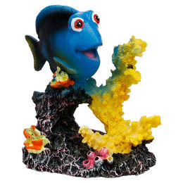 Flamingo Aquariendekoration Angie Figur und Höhle in Blau für Fische – Bild 1 von 1