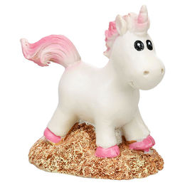 Flamingo Aquariendekoration Einhorn Katie weiß Figur und Höhle für Fische – Bild 1 von 1