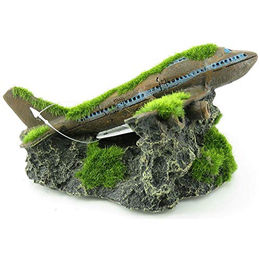 Flamingo Aquarium Dekoration Flugzeug Kozma aus Polyresin 16x12x7 cm – Bild 1 von 6