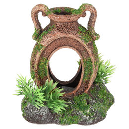 Flamingo Aquarium Dekoration Moza Krug mit Pflanze Braun 10 x 7 x 11 cm – Bild 1 von 2