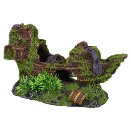 Flamingo Aquarium Dekoration Moza Schiffswrack Höhle für Fische Braun 18x7x10 cm – Bild 1 von 2