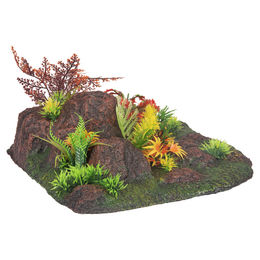 Flamingo Aquarium Dekoration Radha mit Felsen und Pflanze bunt 27,5x27,5x10 cm – Bild 1 von 3