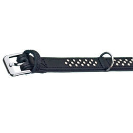 Produktbild von Flamingo Atlanta Hundehalsband aus Leder mit Nieten Schwarz 25-31 cm 22 mm